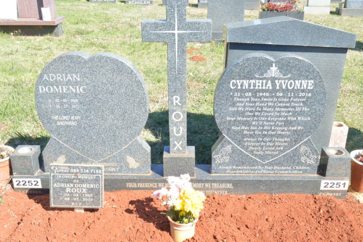 ROUX Cynthia Yvonne 1946-2016 :: ROUX Adrian Domenic 1968-2011