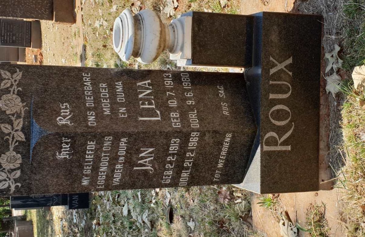 ROUX Jan 1913-1969 &amp; Lena 1913-1980