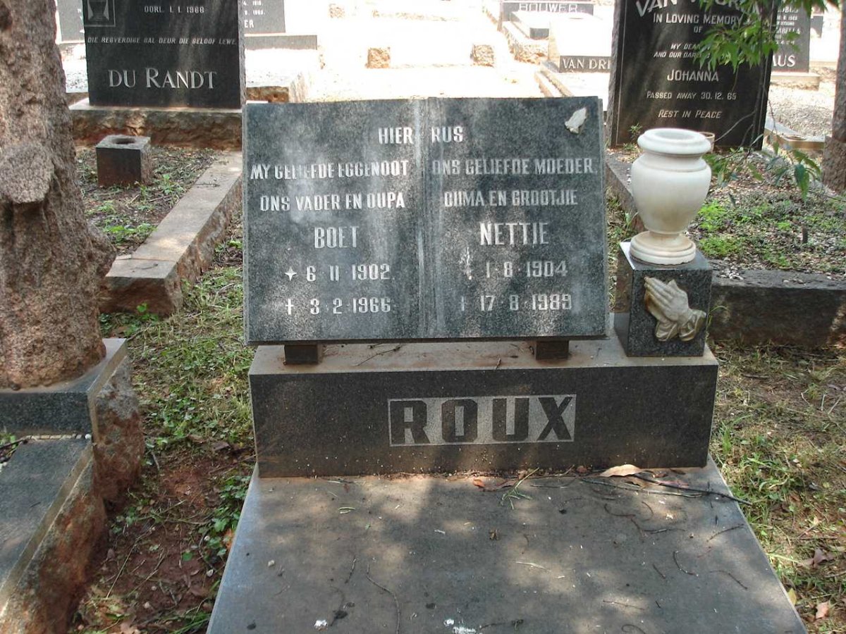 ROUX Boet 1902-1966 &amp; Nettie 1904-1989