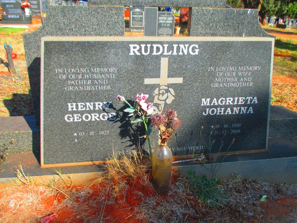 RUDLING Henry George 1927- &amp; Magrieta Johanna 1930-2008
