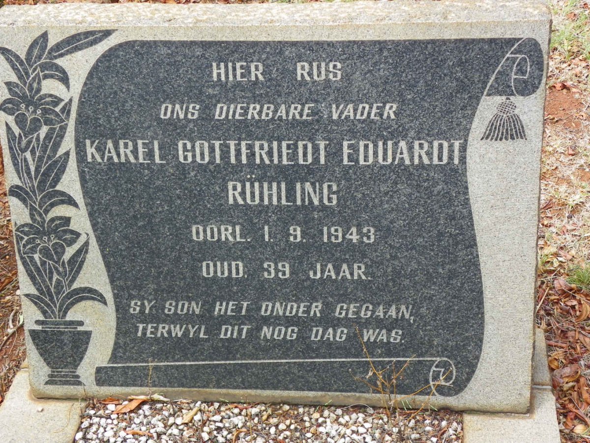 RÜHLING Karel Gottfriedt Eduardt -1943