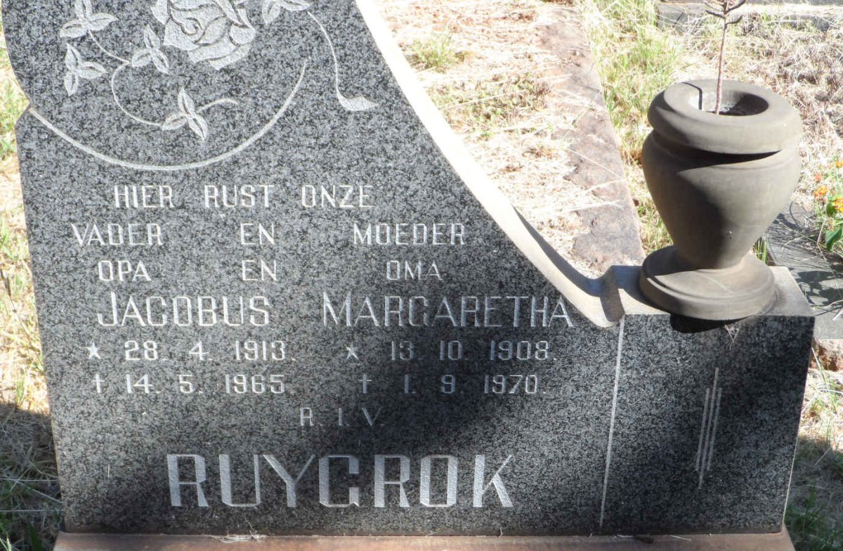 RUYGROK Jacobus 1913-1965 &amp; Margaretha 1908-1970