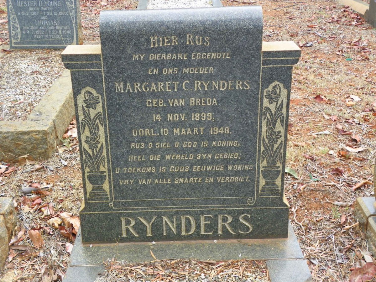 RYNDERS Margaret C. nee VAN BREDA 1899-1948