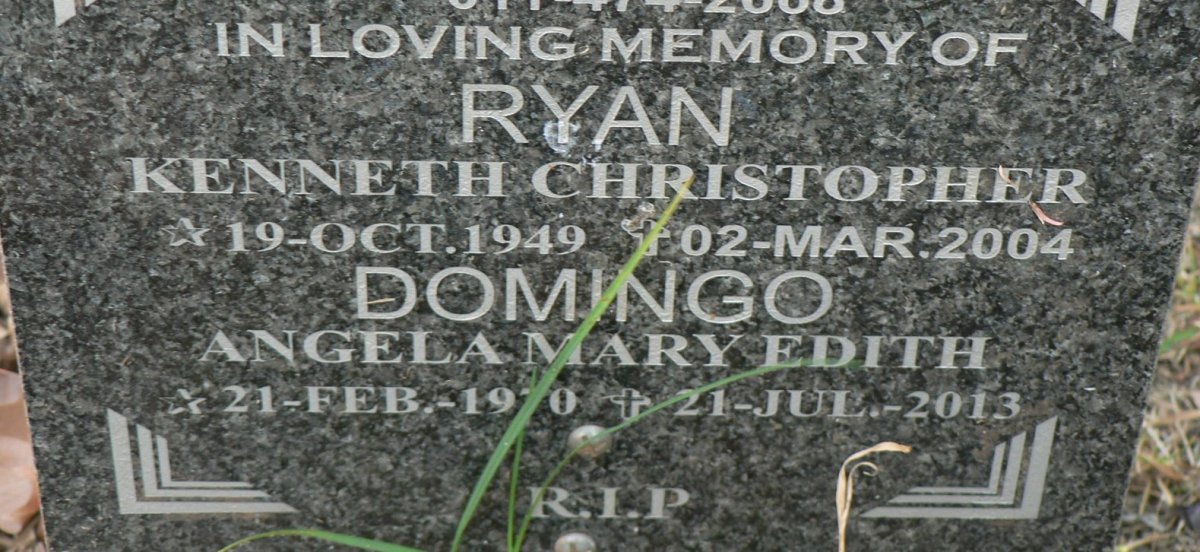 RYAN Kenneth Christopher 1949-2004 :: DOMINGO Angela Mary Edith 1970-2013