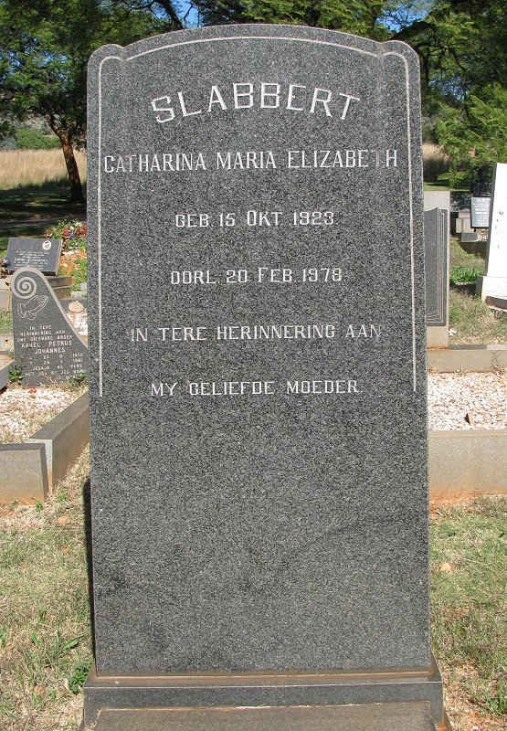 SLABBERT Catharina Maria Elizabeth 1923-1978