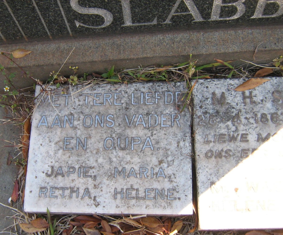 SLABBERT Johannes Marthinus 1862-1950 &amp; Margaretha Helena NAUDE 1867-1962