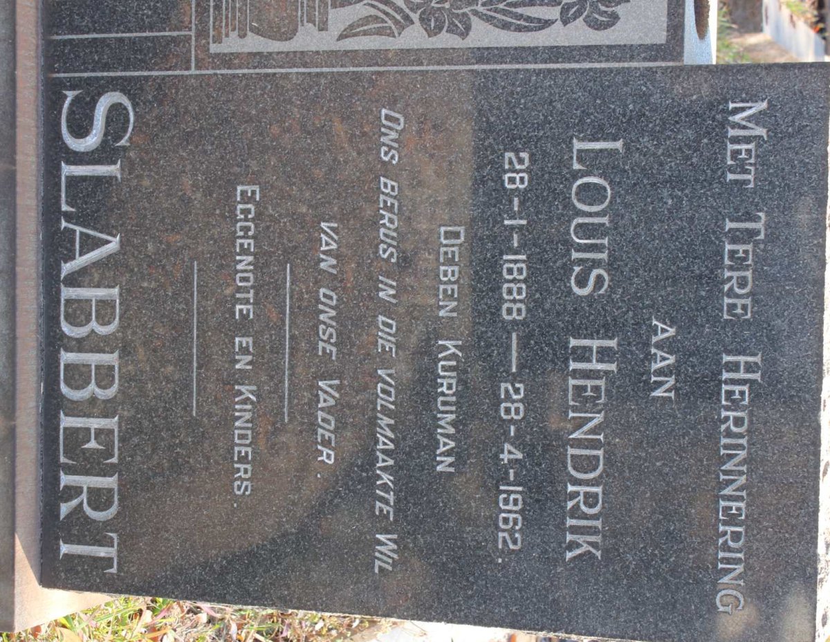 SLABBERT Louis Hendrik 1888-1962