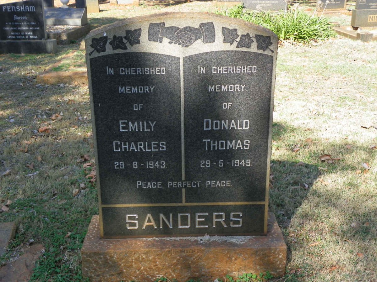 SANDERS Donald Thomas -1949 &amp; Emily Charles -1943