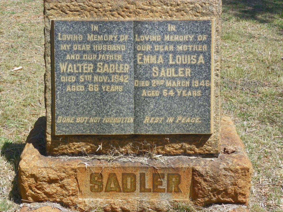 SADLER Walter -1942 &amp; Emma Louisa -1946