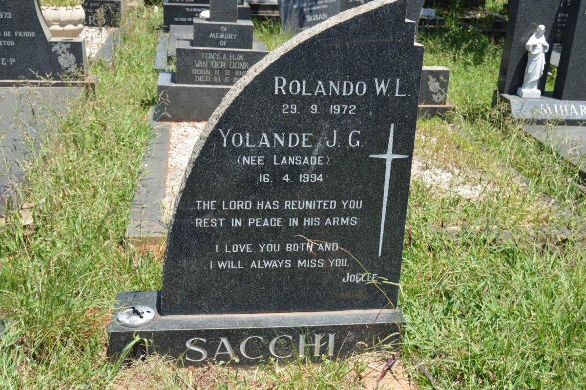 SACCHI Rolando W.L. -1972 &amp; Yolande J.G. LANSADE -1994
