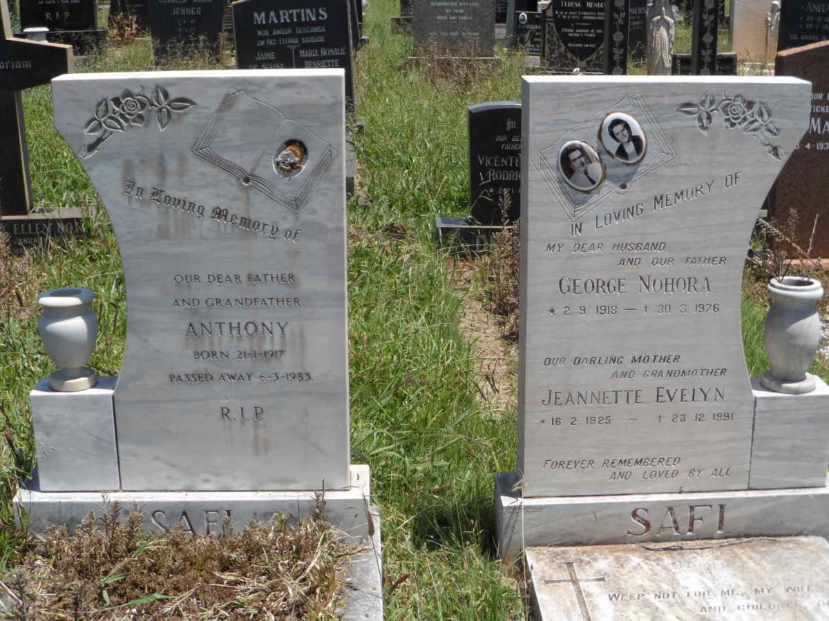SAFI George Nohora 1918-1976 &amp; Jeannette Evelyn 1925-1991