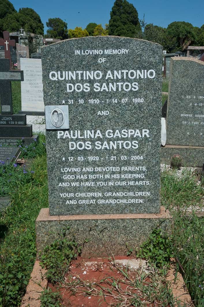 SANTOS Quintino Antonio, dos 1910-1980 &amp; Paulina Gaspar 1920-2004