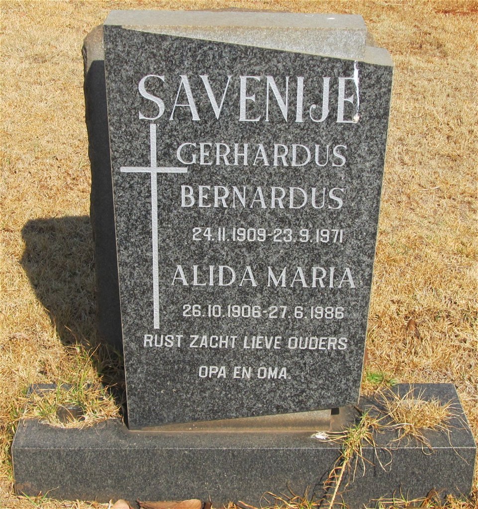 SAVENIJE Gerhardus Bernardus 1909-1971 &amp; Alida Maria 1906-1986