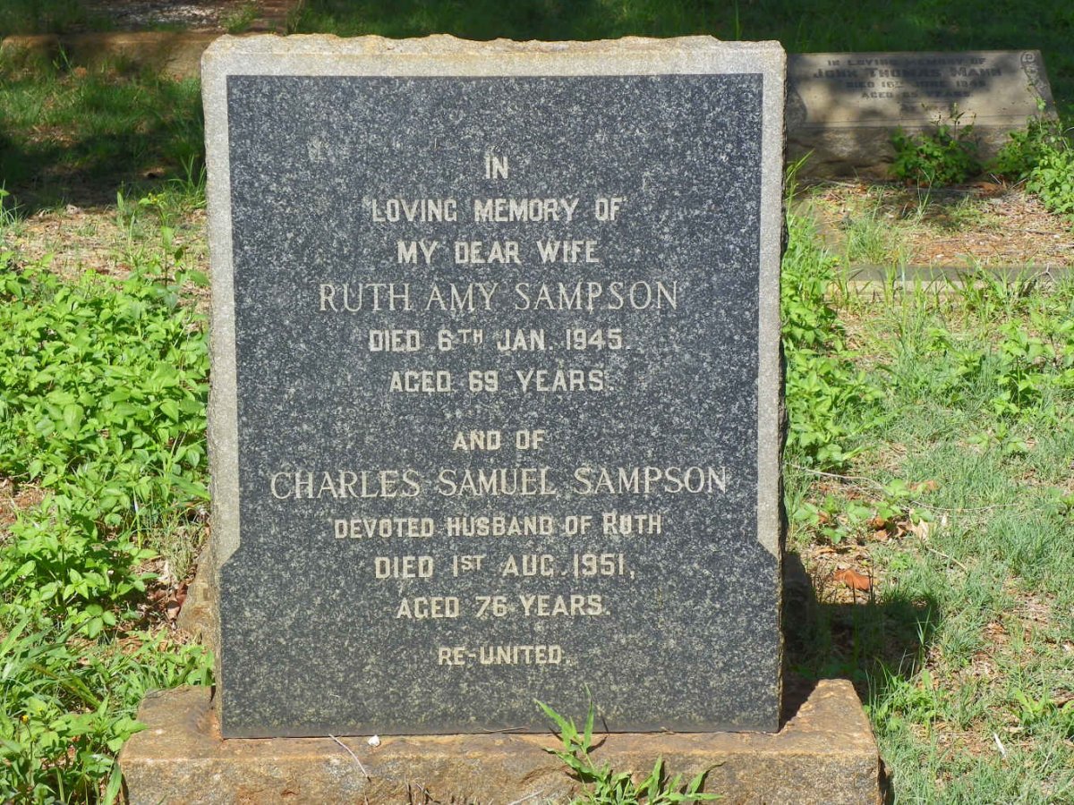 SAMPSON Charles Samuel -1951 &amp; Ruth Amy -1945