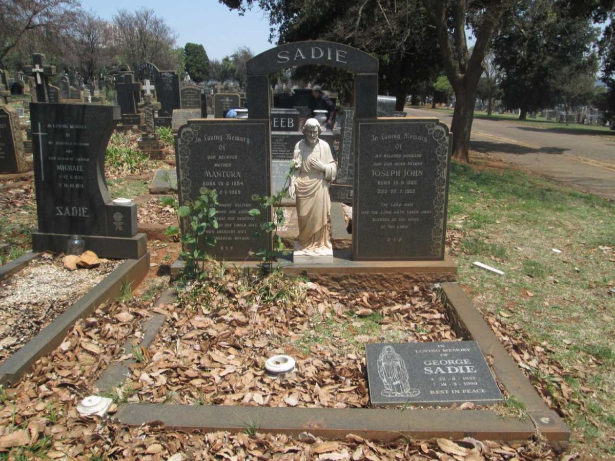 SADIE Joseph John 1889-1952 &amp; Mantura 1894-1969 :: SADIE George 1922-1999