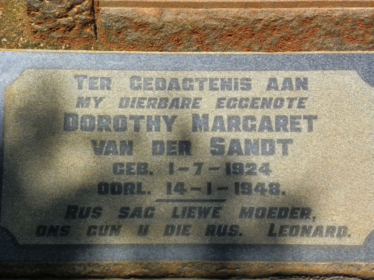 SANDT Dorothy Margaret, van der 1924-1948
