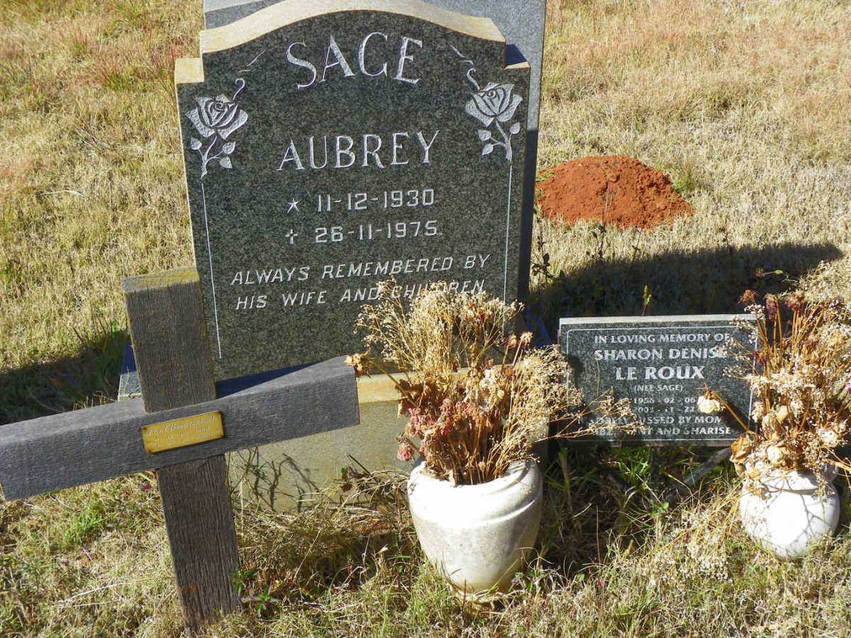 SAGE Aubrey 1930-1975 :: LE ROUX Sharon Denise nee SAGE 1956-2003 :: BREYTENBACH Paul 1980-2000