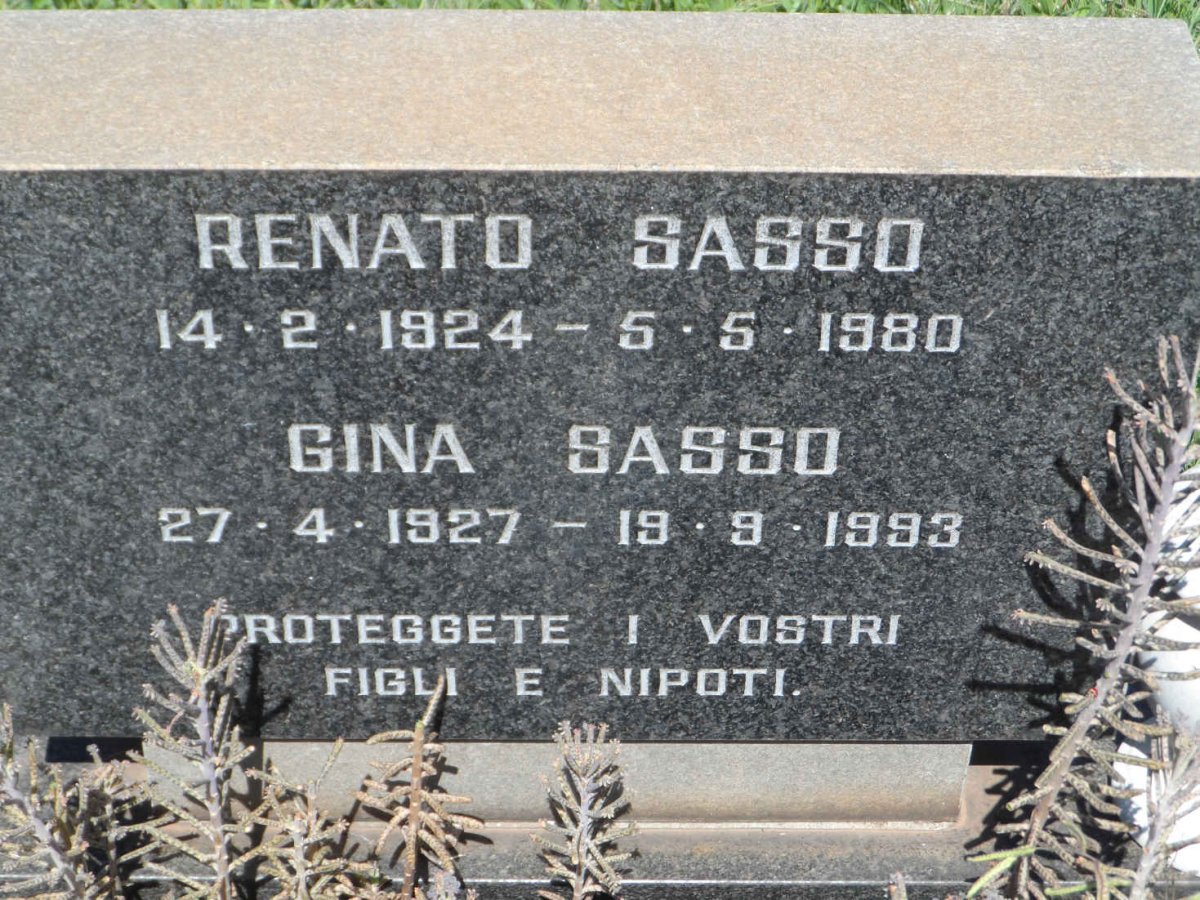 SASSO Renato 1924-1980 &amp; Gina 1927-1993