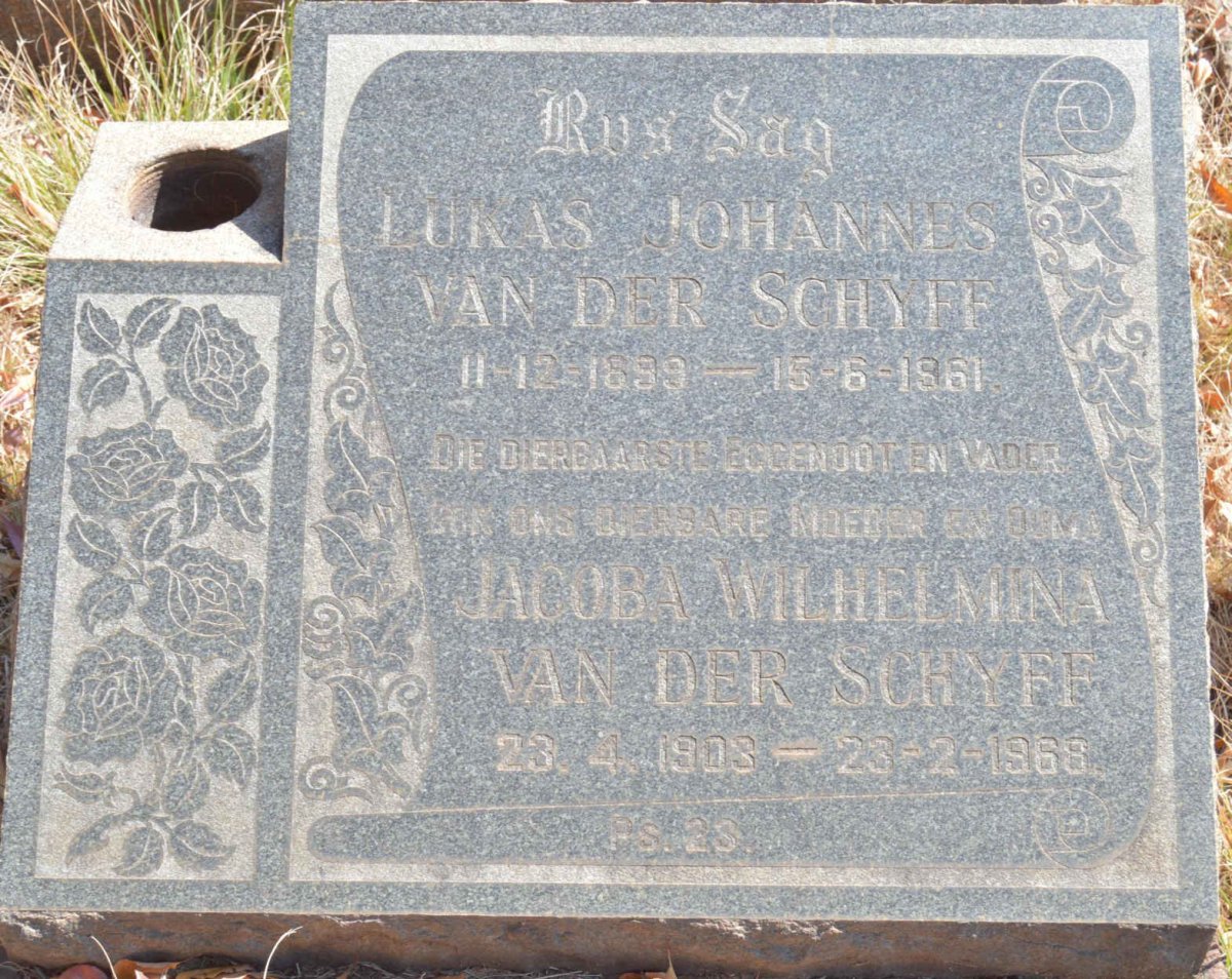 SCHYFF Lukas Johannes, van der 1899-1961 &amp; Jacoba Wilhelmina 1903-1968
