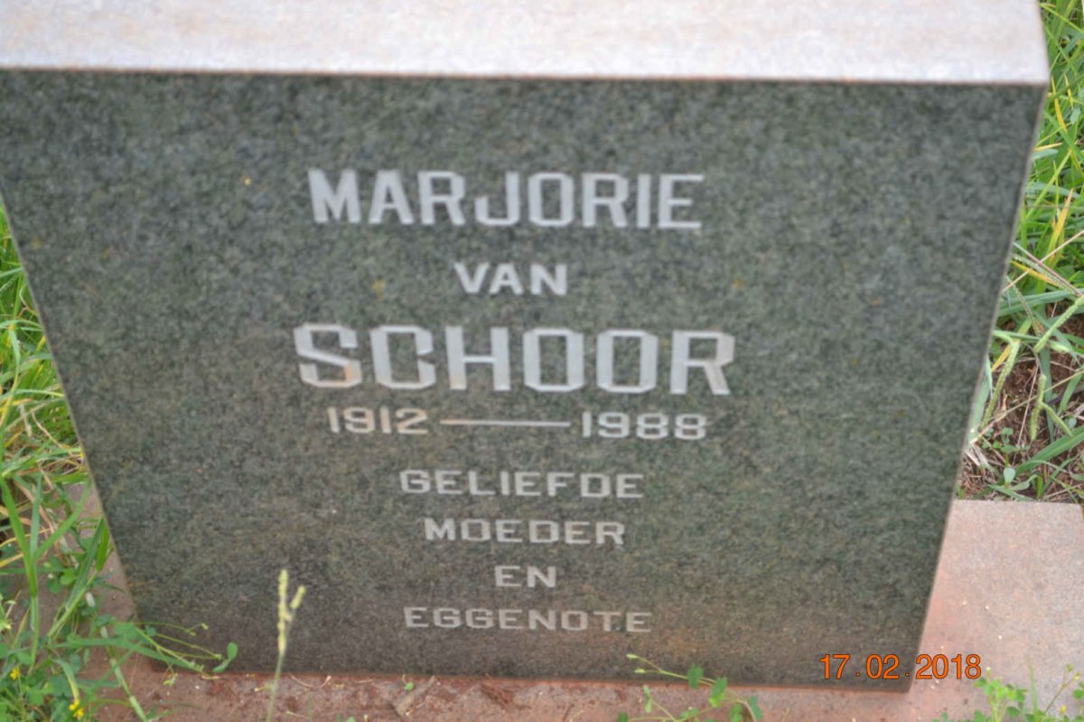 SCHOOR Marjorie, van 1912-1988