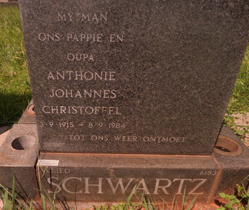 SCHWARTZ Anthonie Johannes Christoffel 1915-1984
