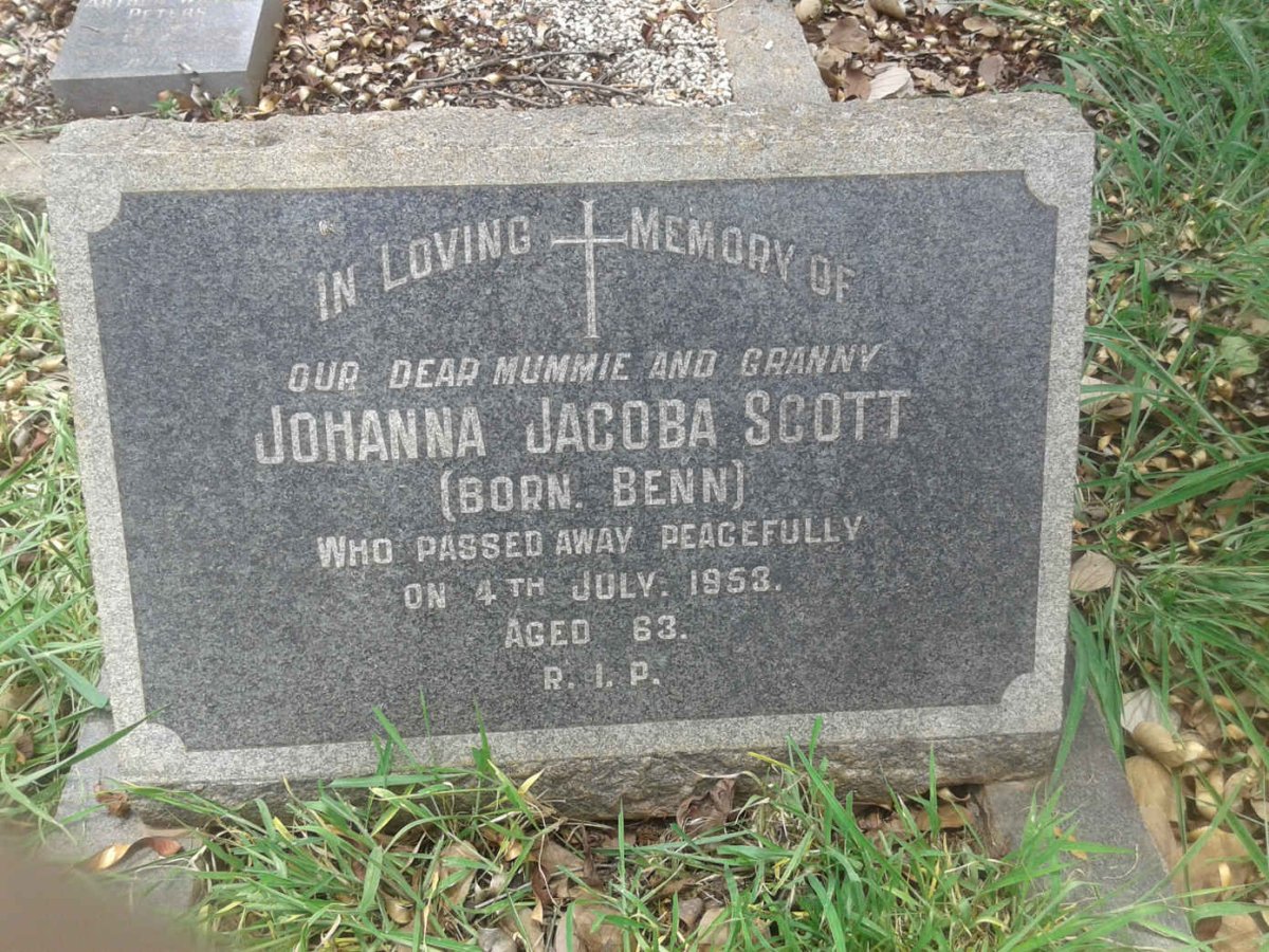 SCOTT Johanna Jacoba nee BENN -1953