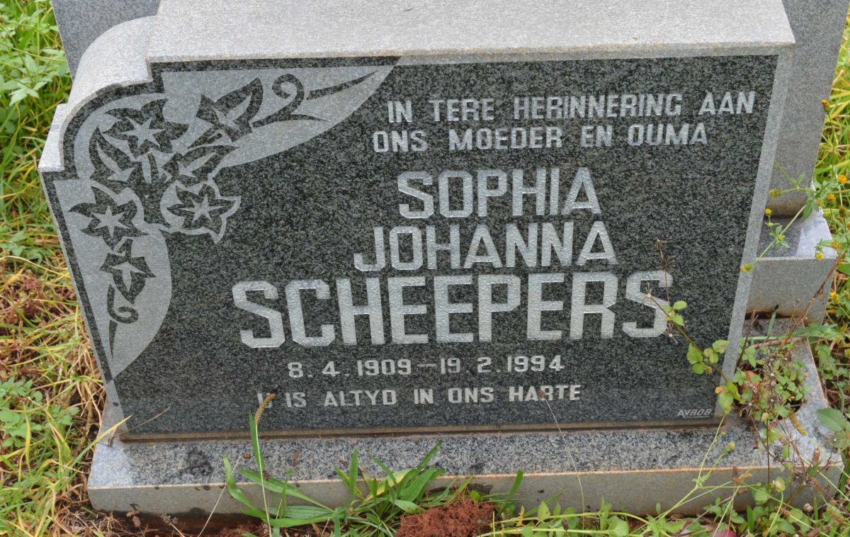 SCHEEPERS Sophia Johanna 1909-1994