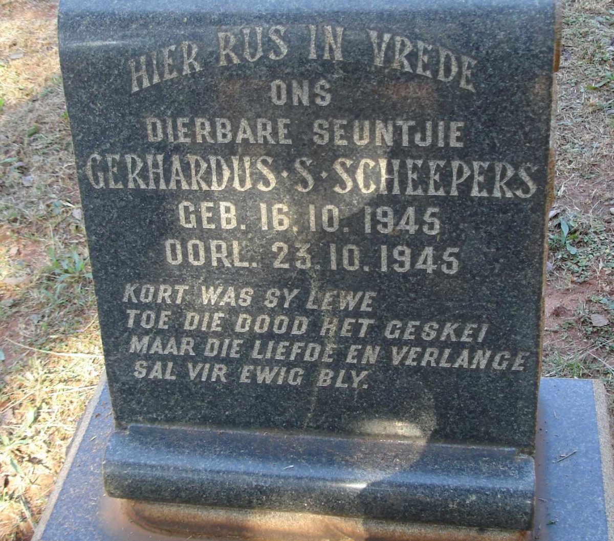 SCHEEPERS Gerhardus S. 1945-1945