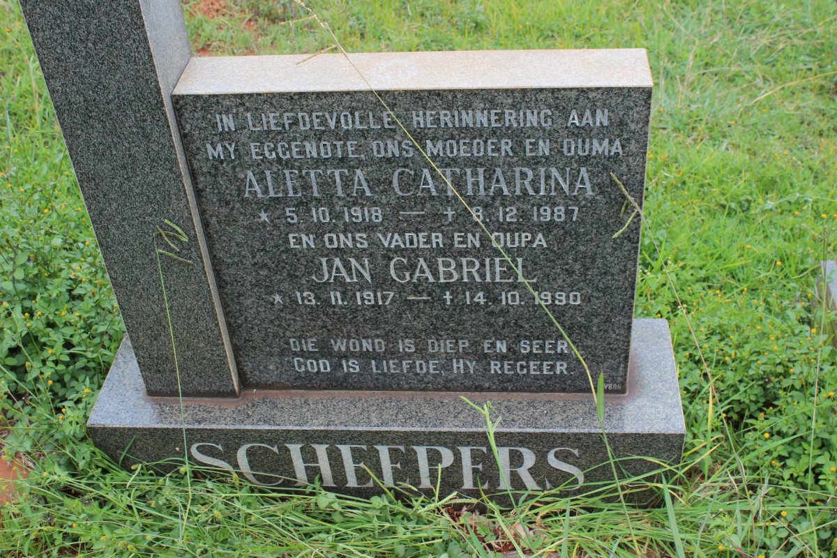 SCHEEPERS Jan Gabriel 1917-1990 &amp; Aletta Catharina 1918-1987