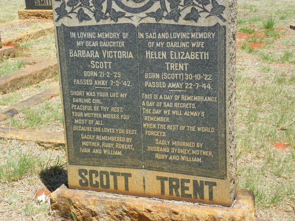 SCOTT Barbara Victoria 1925-1942 :: TRENT Helen Elizabeth nee SCOTT 1922-1944