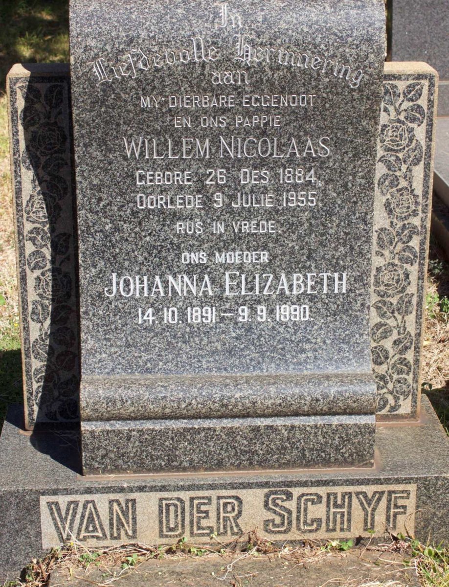 SCHYF Willem Nicolaas, van der 1884-1955 &amp; Johanna Elizabeth 1891-1990