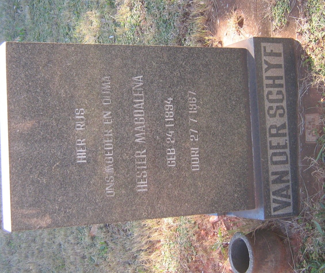 SCHYF Hester Magdalena, van der 1894-1967