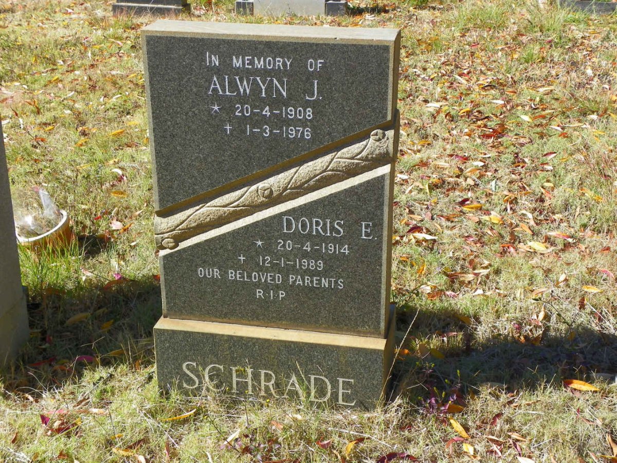 SCHRADE Alwyn J. 1908-1976 &amp; Doris E. 1914-1989