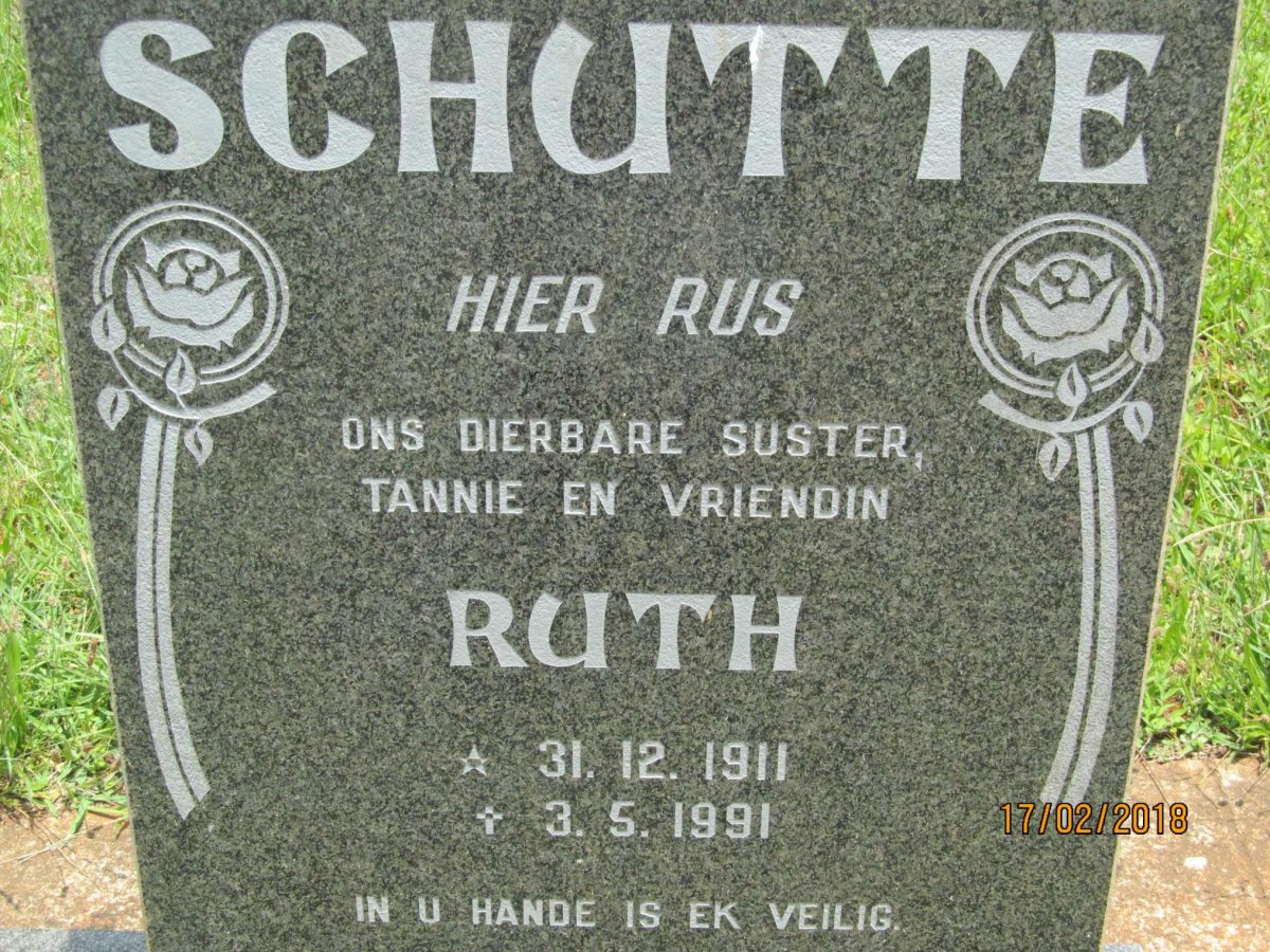 SCHUTTE Ruth 1911-1991