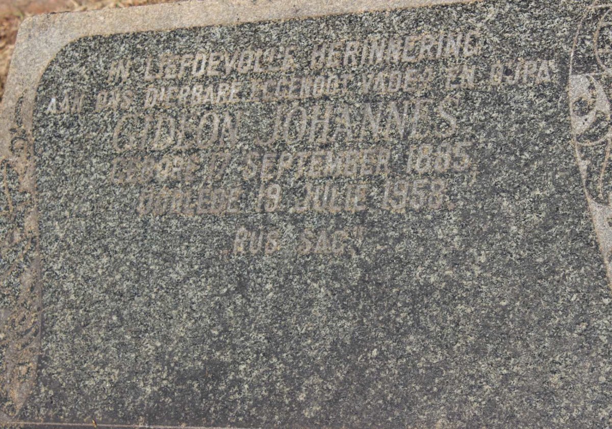 SCHEEPERS Gideon Johannes 1885-1958