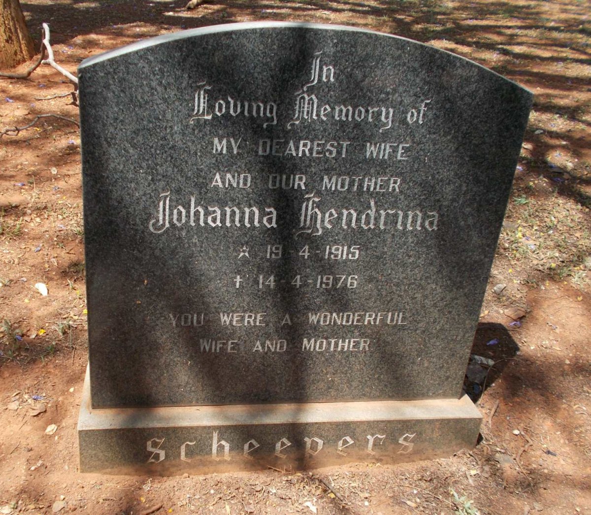 SCHEEPERS Johanna Hendrina 1915-1976