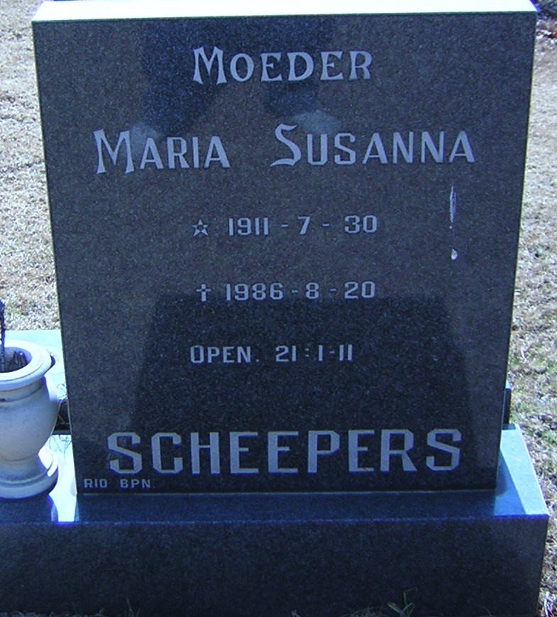 SCHEEPERS Maria Susanna 1911-1986