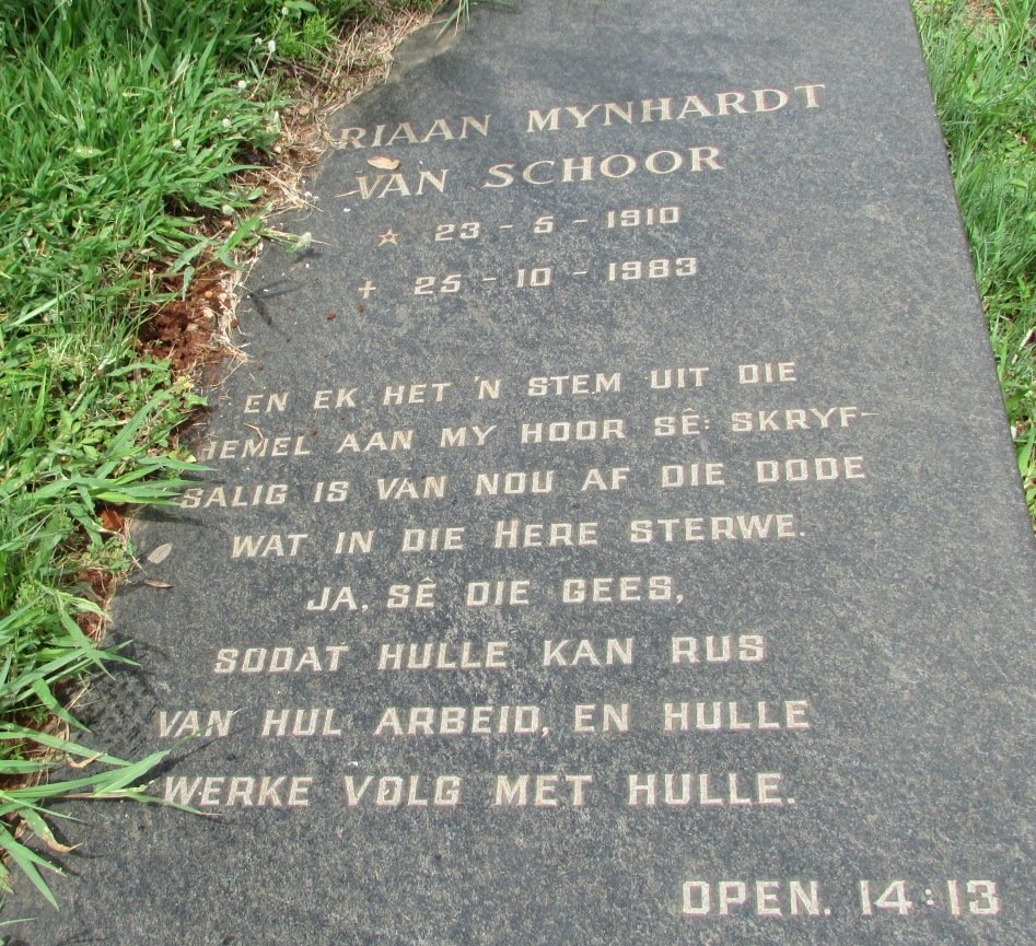 SCHOOR Riaan Mynhardt, van 1910-1983