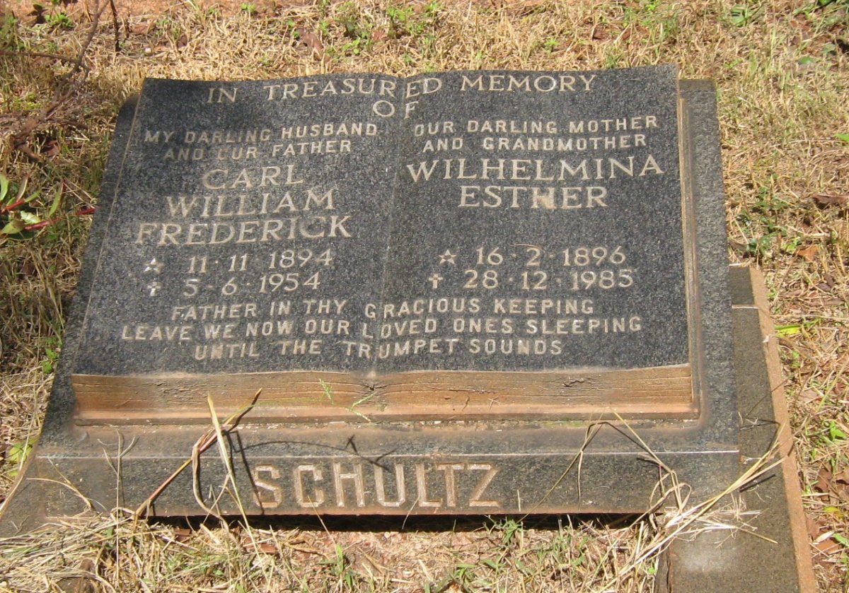SCHULTZ Carl William Frederick 1894-1954 &amp; Wilhelmina Esther 1896-1985