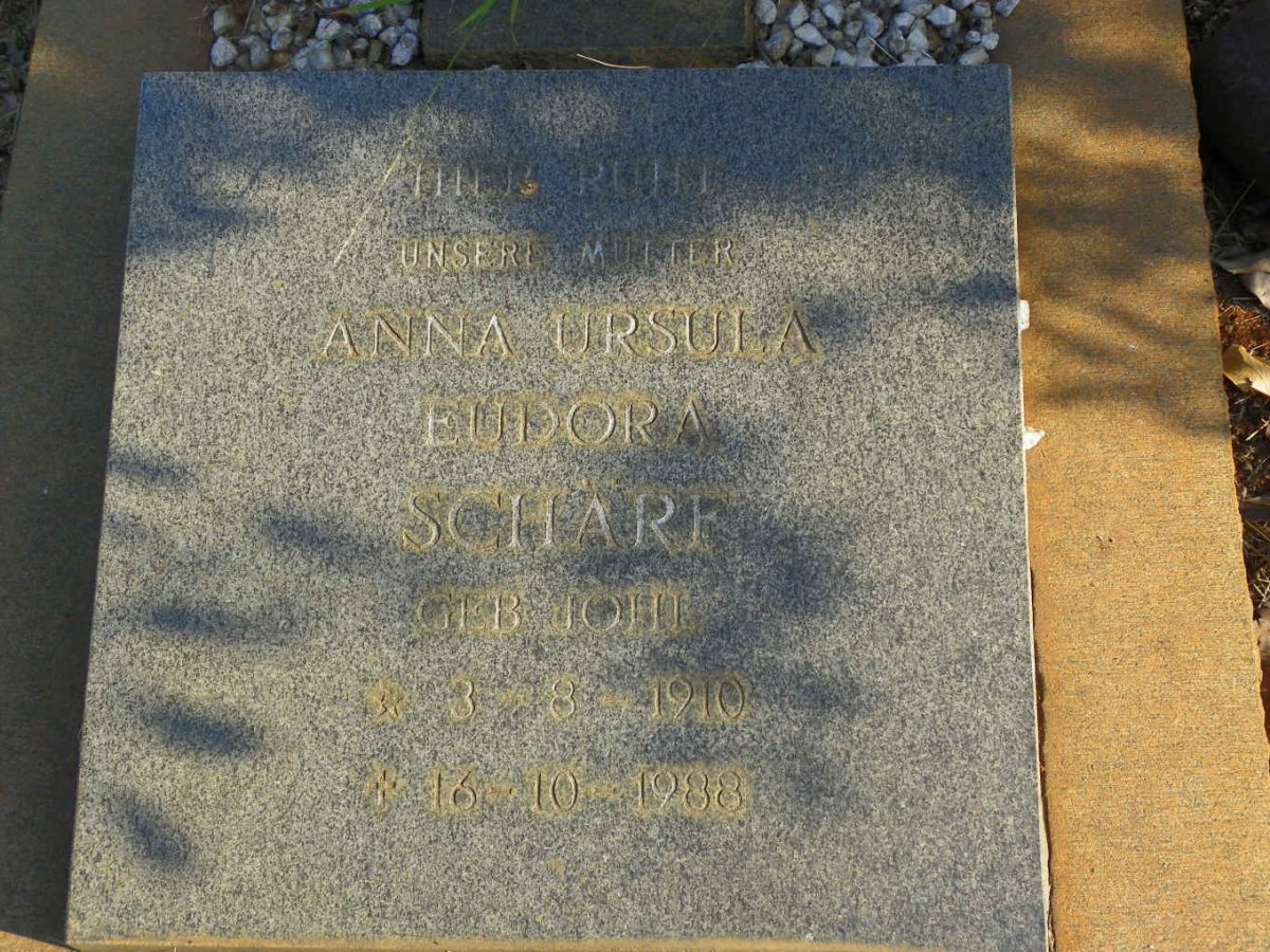 SCHARF Anna Ursula Eudora nee JOHL 1910-1988