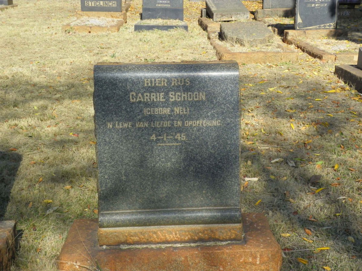 SCHOON Carrie nee NEL -1945
