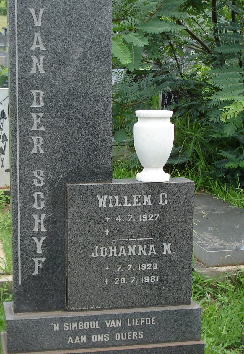 SCHYF Willem C., van der 1927- &amp; Johanna M. 1929-1981