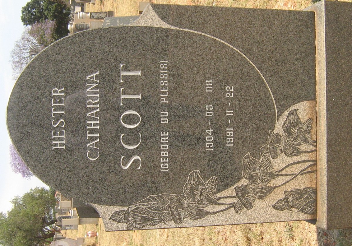 SCOTT Hester Catharina nee DU PLESSIS 1904-1991