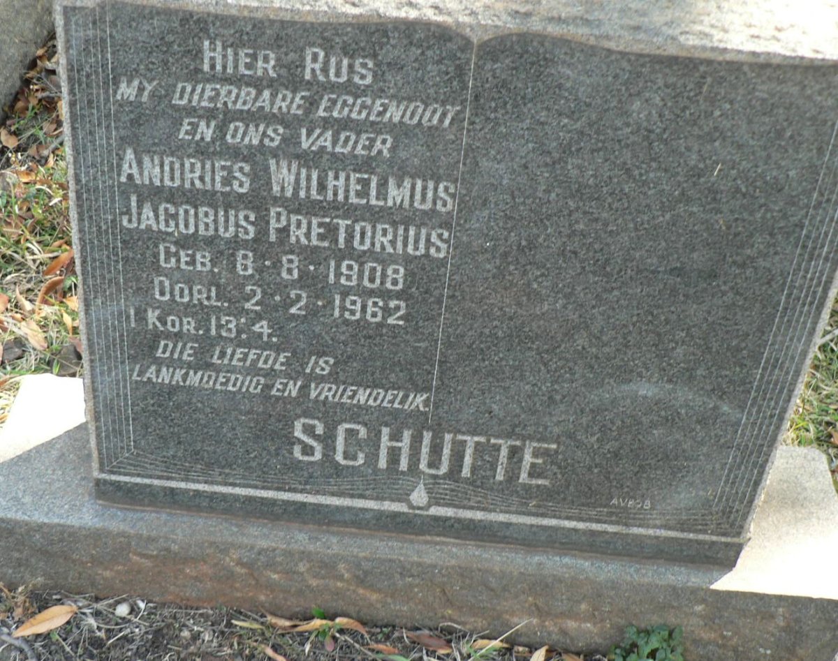 SCHUTTE Andries Wilhelmus Jacobus Pretorius 1908-1962