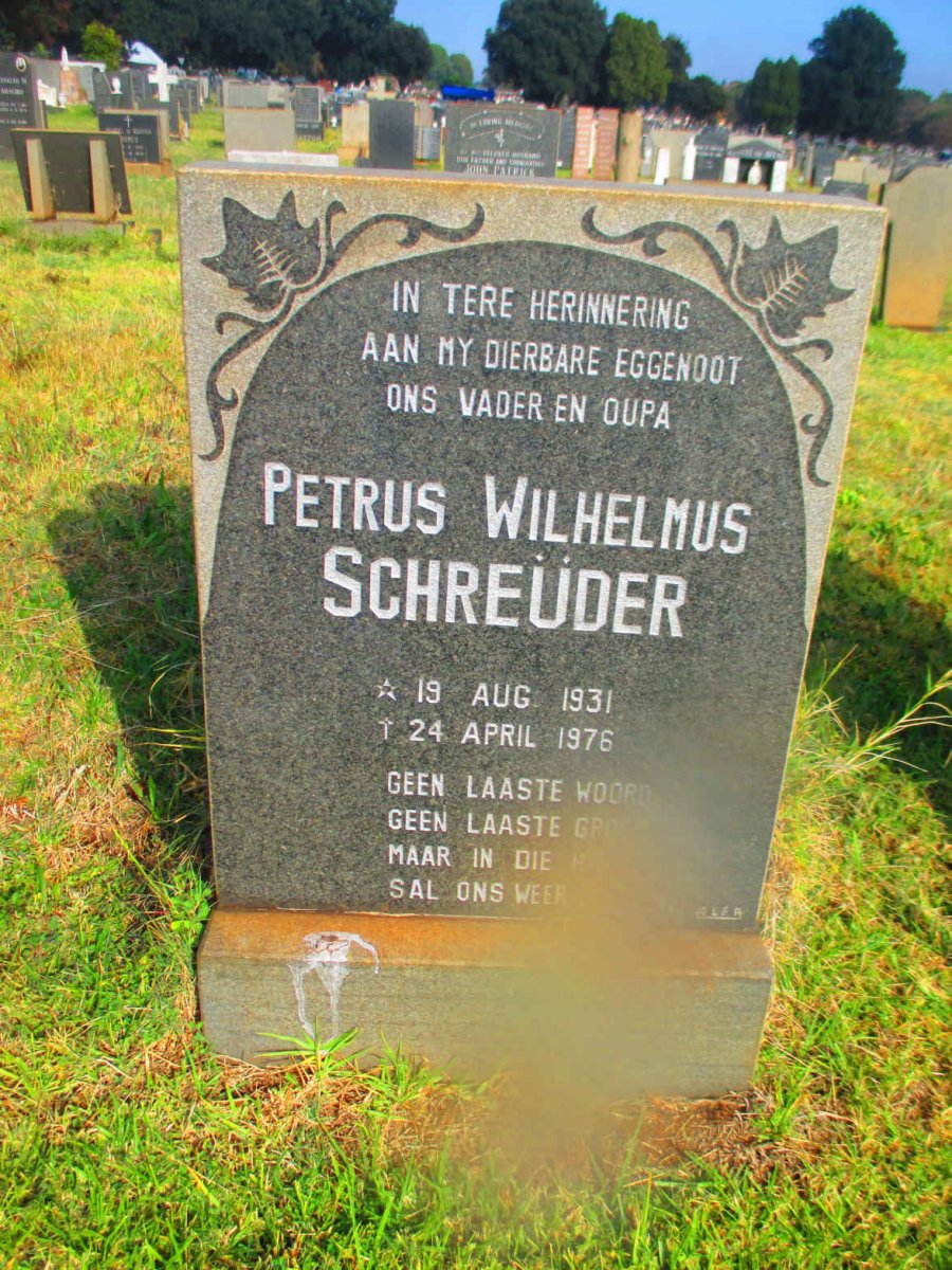 SCHREUDER Petrus Wilhelmus 1931-1976