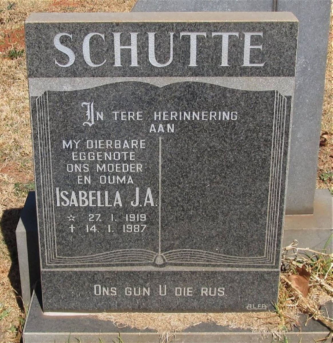 SCHUTTE Isabella J.A. 1919-1987