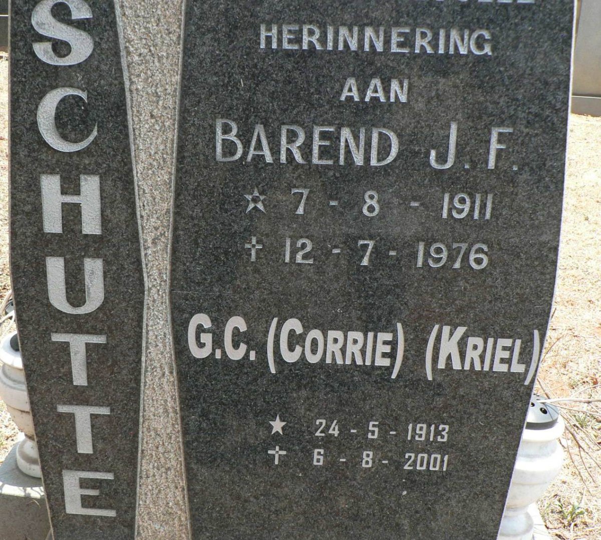 SCHUTTE Barend J.F. 1911-1976 &amp; G.C. KRIEL 1913-2001