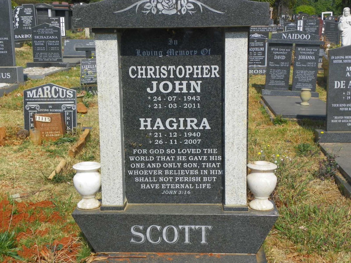 SCOTT Christopher John 1943-2011 &amp; Hagira 1940-2007