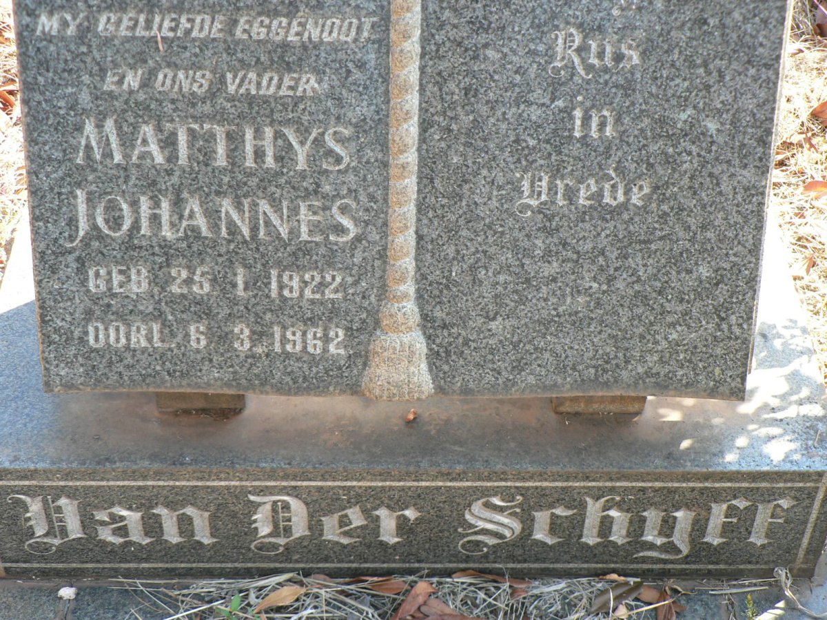 SCHYFF Matthys Johannes, van der 1922-1962