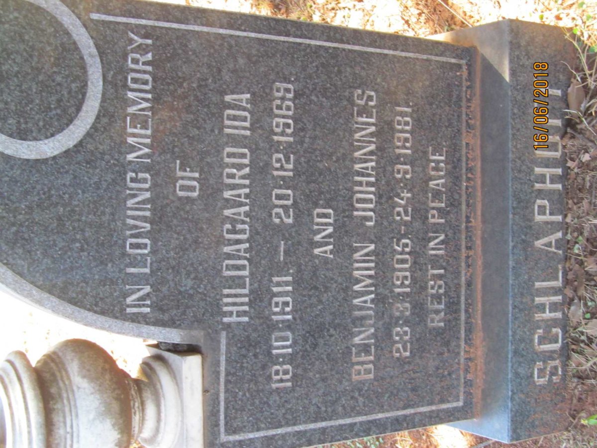 SCHLAPHOFT Benjamin Johannes 1905-1981 &amp; Hildagaard Ida 1911-1969